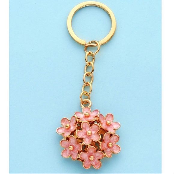 Handbags - BRAND NEW! Flower Bouquet Bunch Keychain Purse Charm, Pink Gold ~ Gift Present